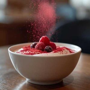 Boost Nutrients Berry Powder Dusting over a granola bowl