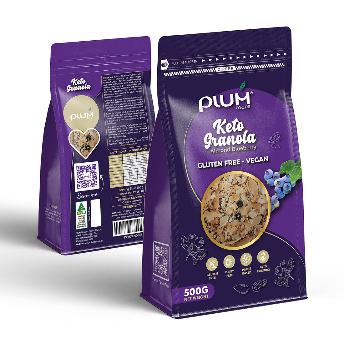 Blueberry Keto Granola 500g - High Protein Cereal